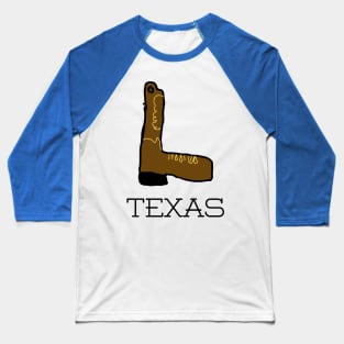 Texas Tee, Boot, Texas Boot, Funny T-Shirt, Funny Tee, Badly Drawn, Bad Drawing Baseball T-Shirt